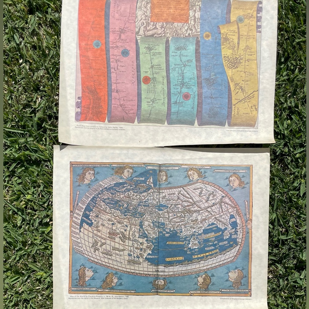 Vintage Armillary Sphere , Road Map From London To Oxford, Map Of The World